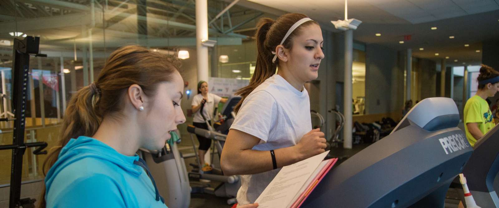 Students in fitness center