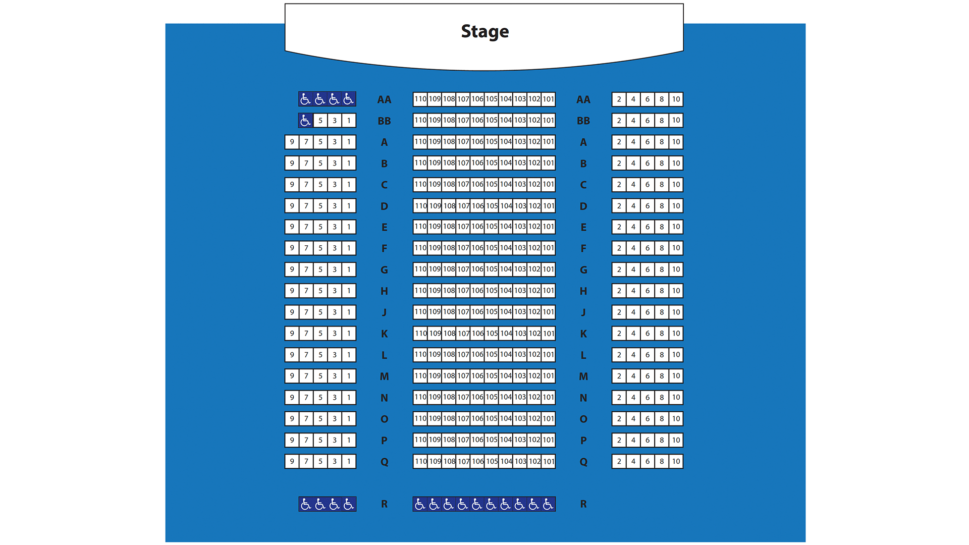 Seating chart, Alumni Recital Hall