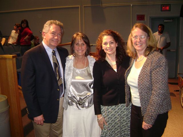 Hank Knight, Director of the Cohen Center, with Marjorie Margolis, N.H. State Senator Molly Kelly, and Stephanie Hurley (who sang the Partisan Hymn).