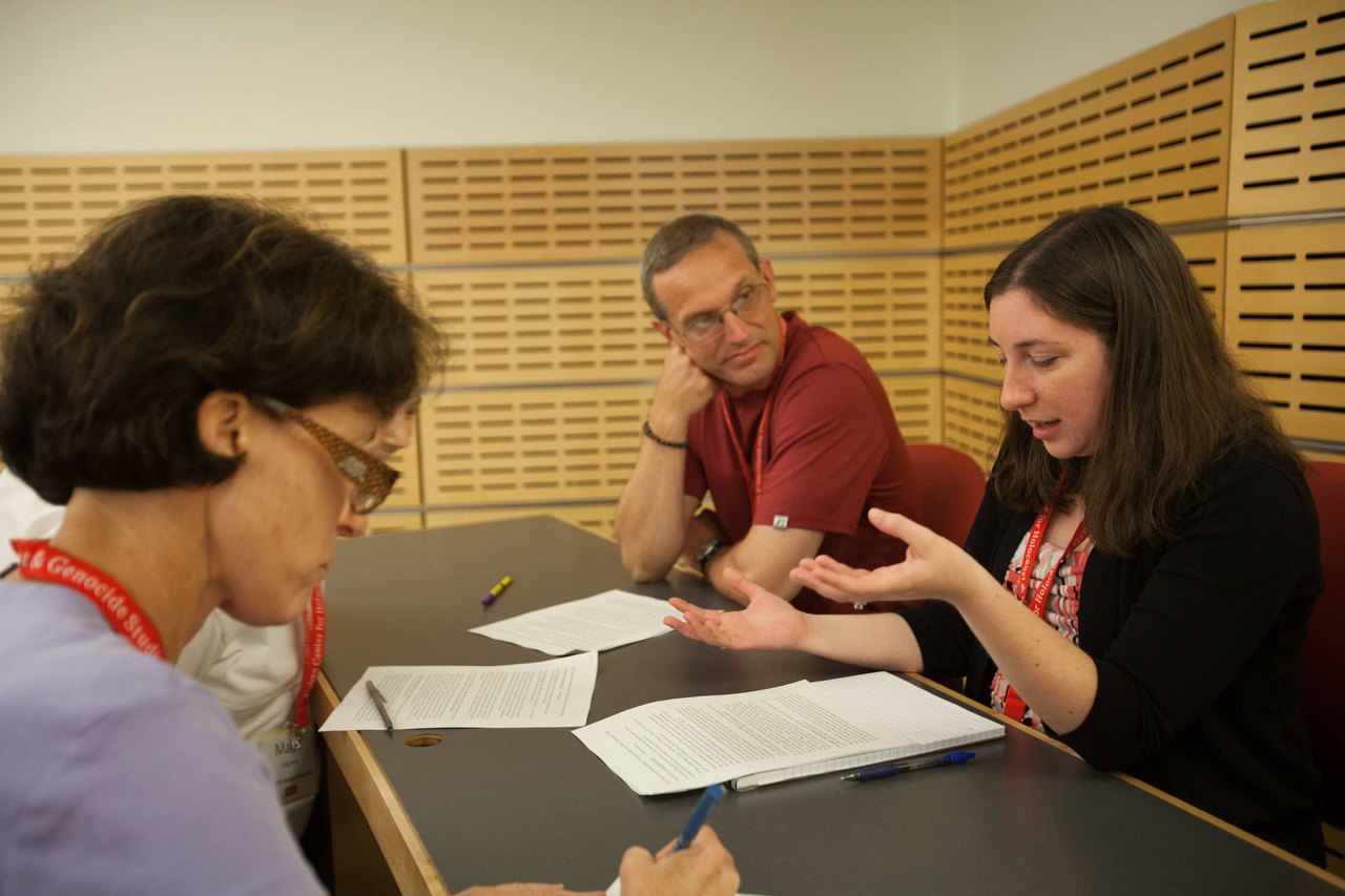 One of many group discussions at the Summer Institute.
